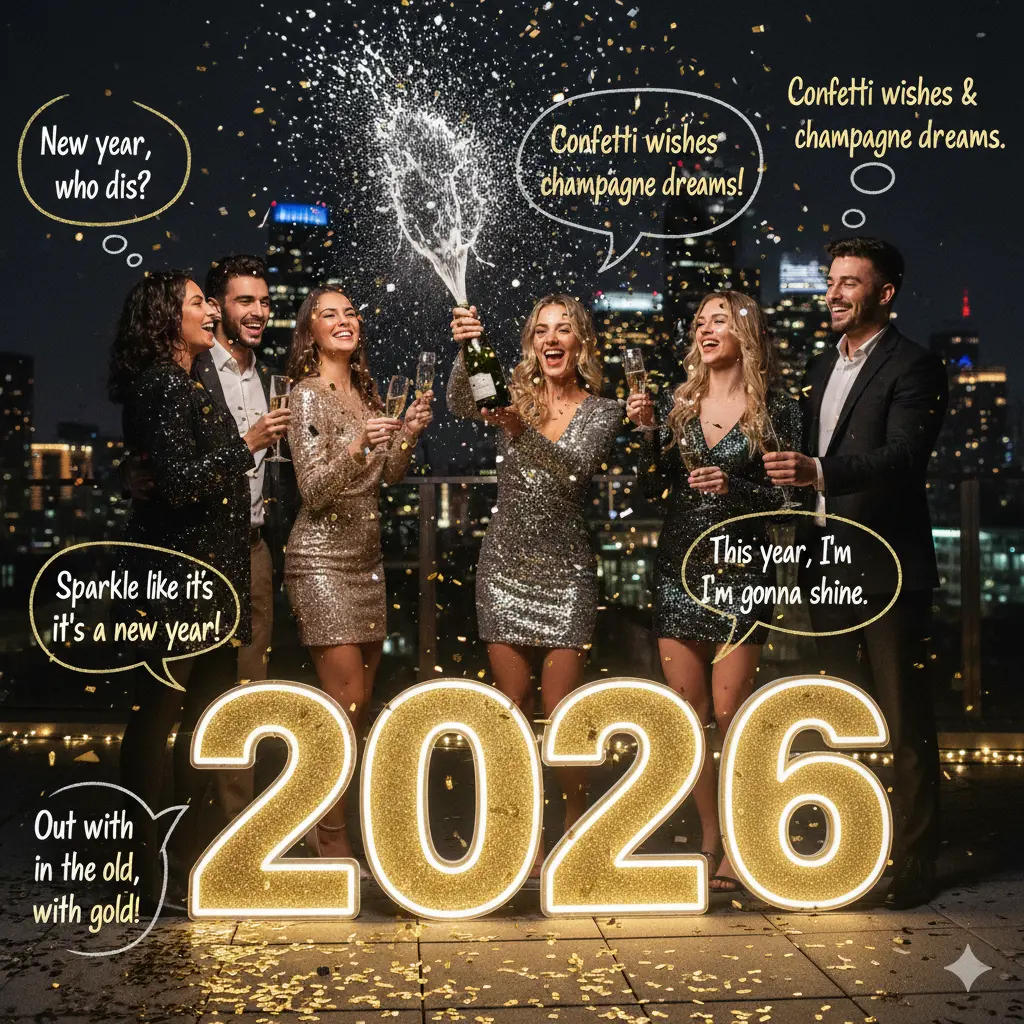 Festive new year puns for social posts