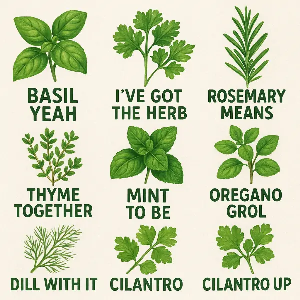 Clever herb wordplay for daily use