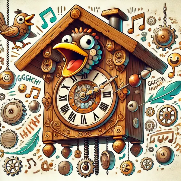 Silly humor on cuckoo clocks