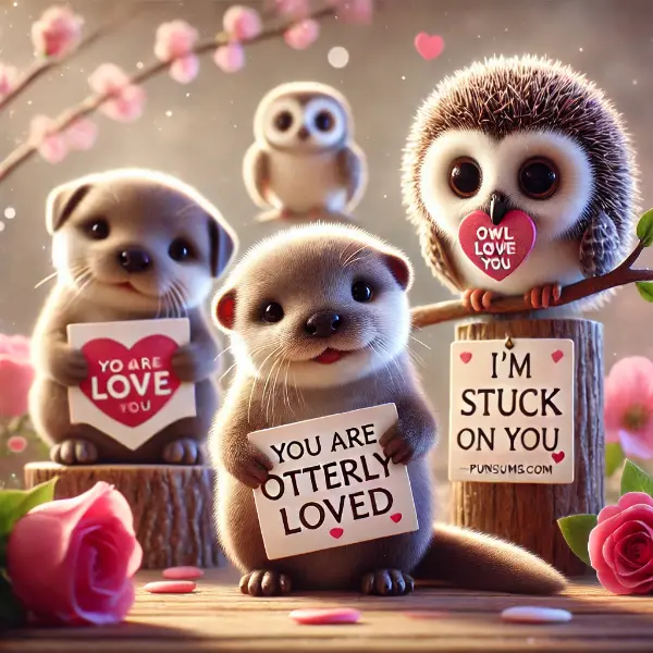 Cute animal themed funny Valentines Day puns