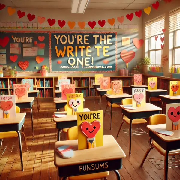 Cute classroom funny Valentines Day puns