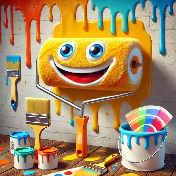 Cheerful roller and brush puns for DIY fans