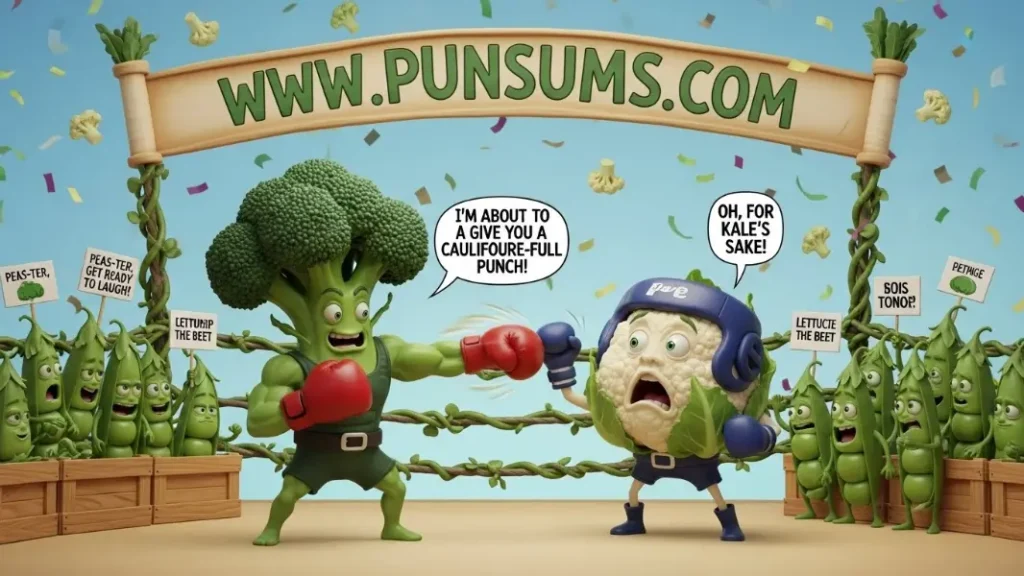 Broccoli Cauliflower and Pea Puns with Punch