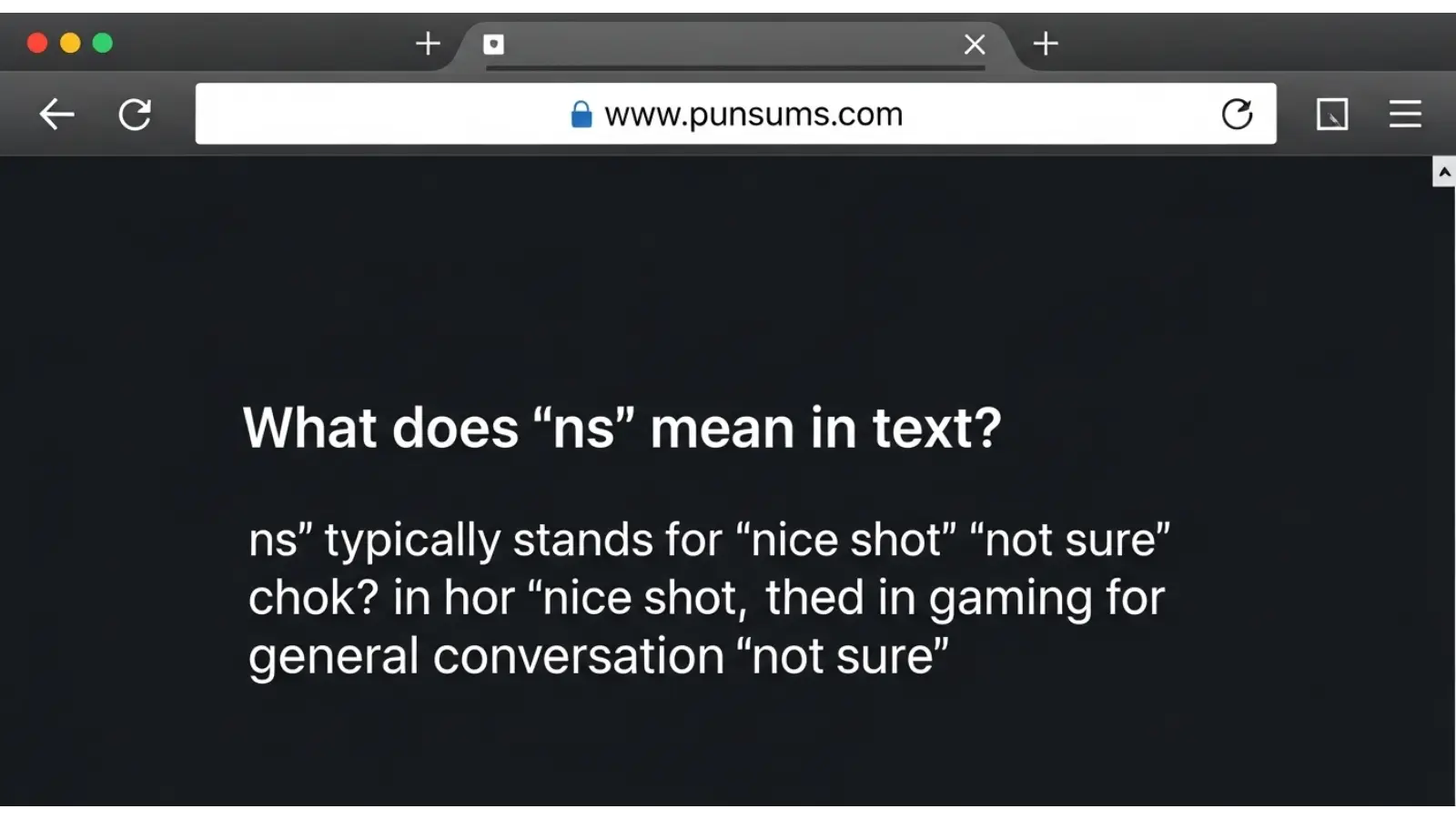 ns mean in text