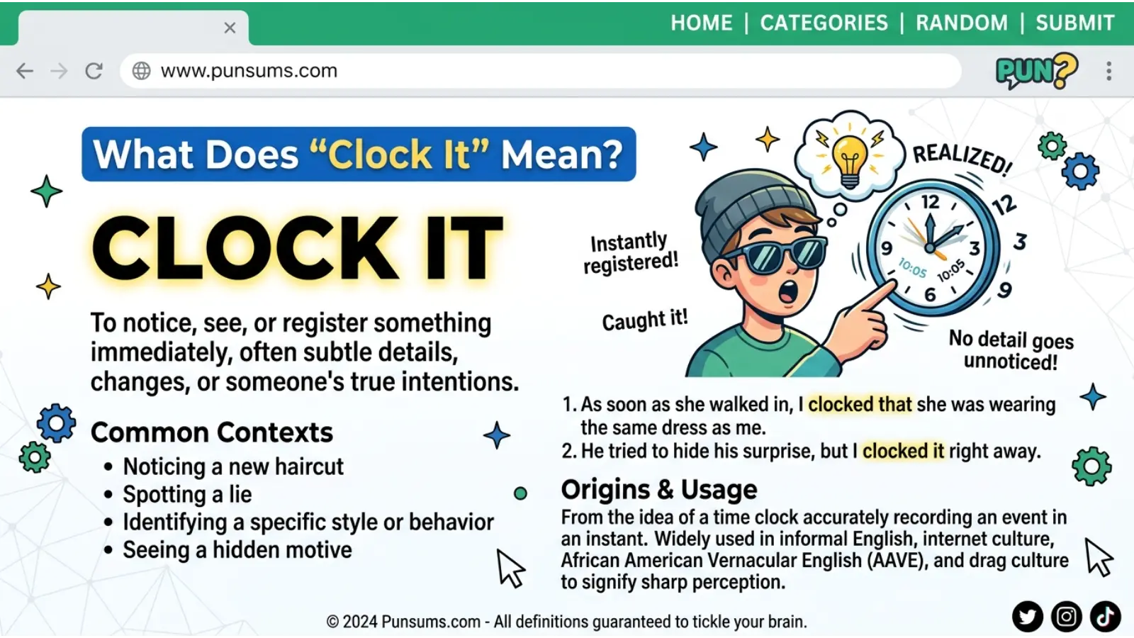 Clock It Meaning in Text